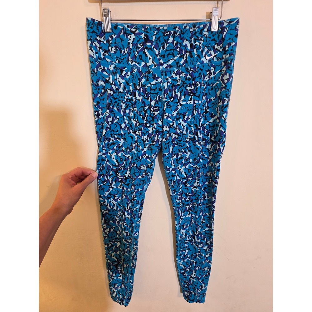 Nike Dri-FIT Blue Abstract Print Leggings Womens Large 683643-407 Workout Tights